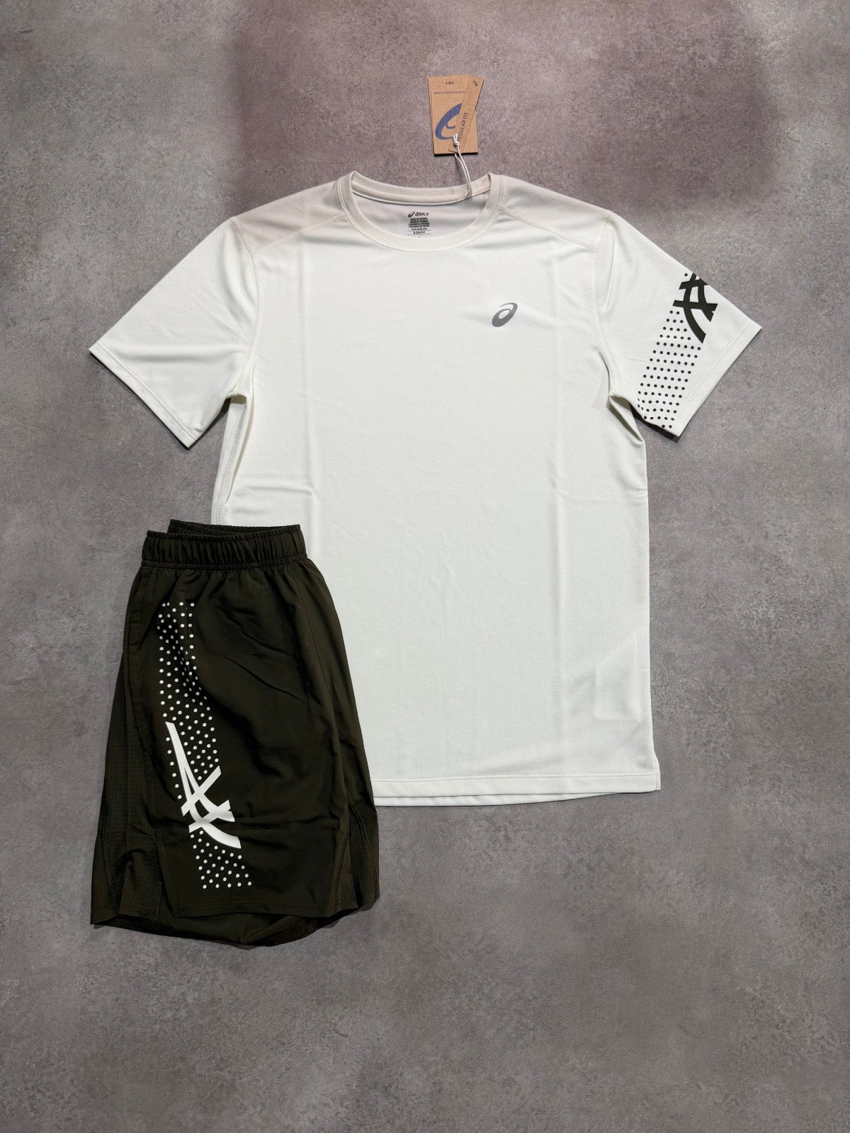 Ensemble Asics Running Blanc Cassé Short Foncé