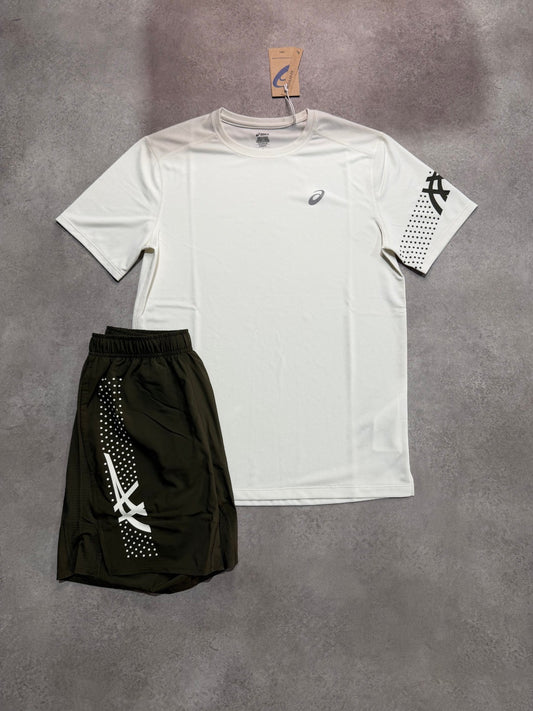Ensemble Asics Running Blanc Cassé Short Foncé