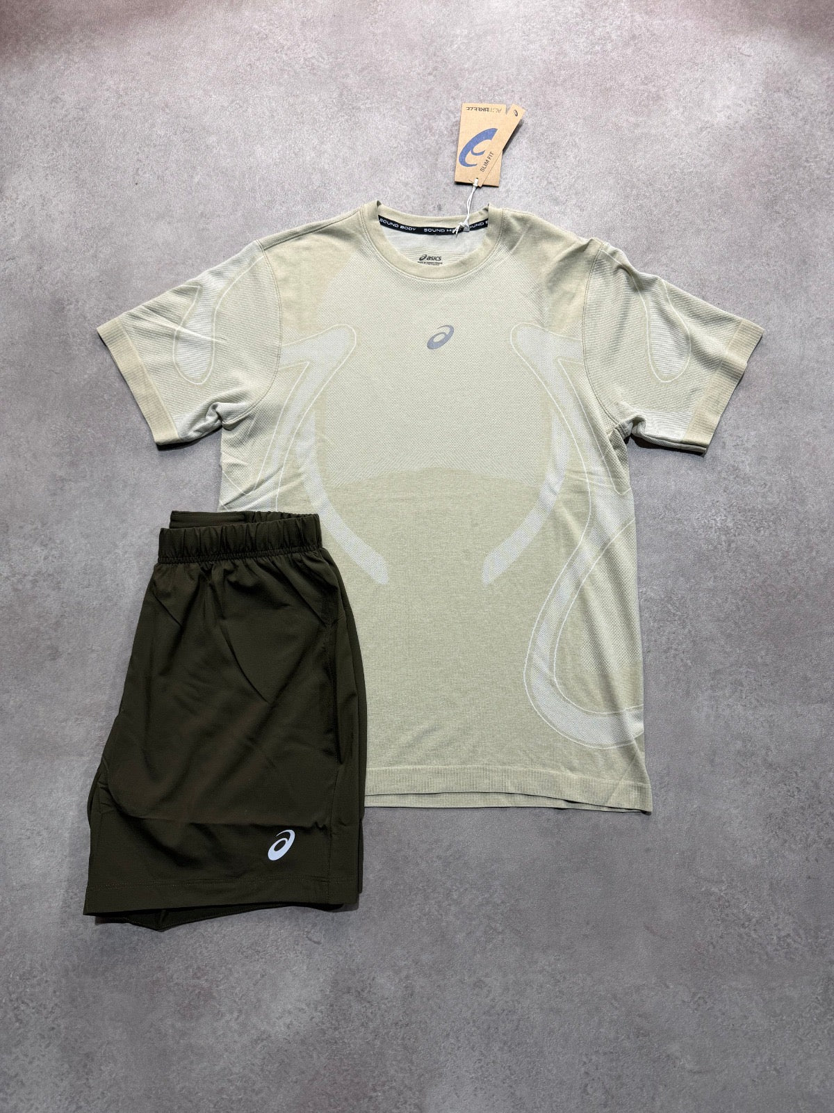 Ensemble Asics Running Jaune Short Foncé
