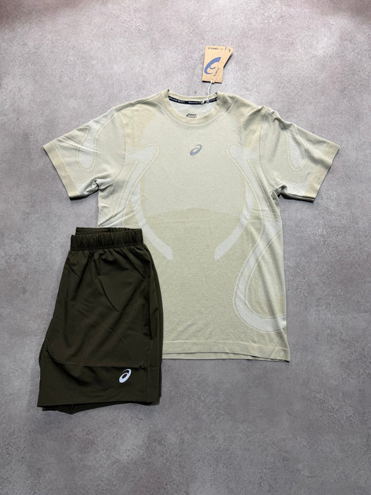 Ensemble Asics Running Jaune Short Foncé